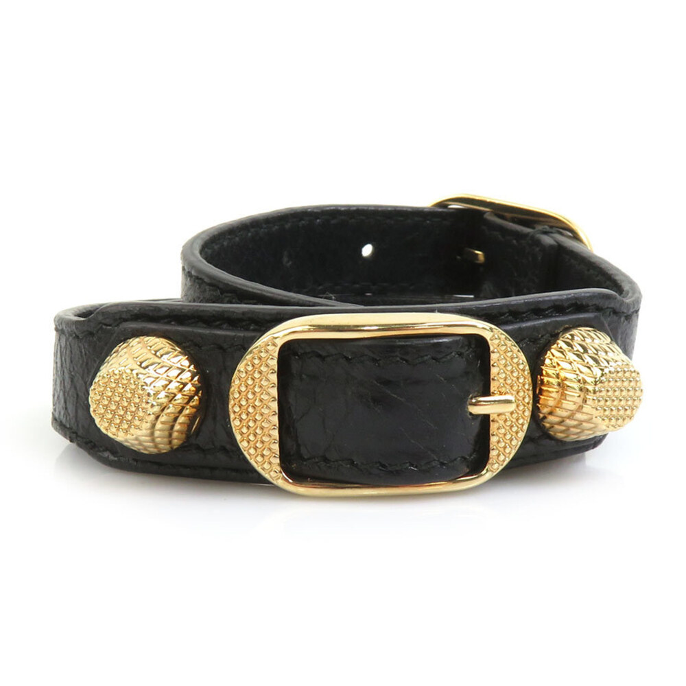 BALENCIAGA Black Leather Charm Bracelet
